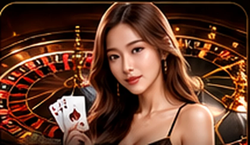 Ilustrasi LIVE CASINO bertema hitam dan oren